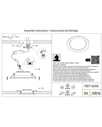 NASAO * EMPOTRABLE LED CCT 12W BLANCO